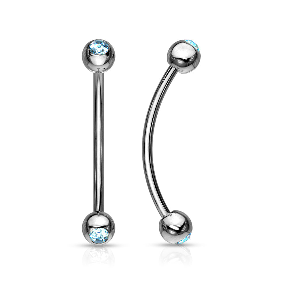 16G Surgical Steel Gemmed Ends for Snake Eye Piercings